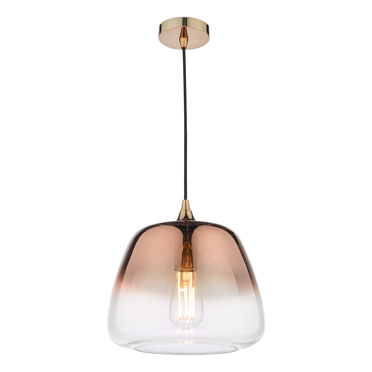 Dar Klaxon 1 Light Pendant Ombre Copper Glass