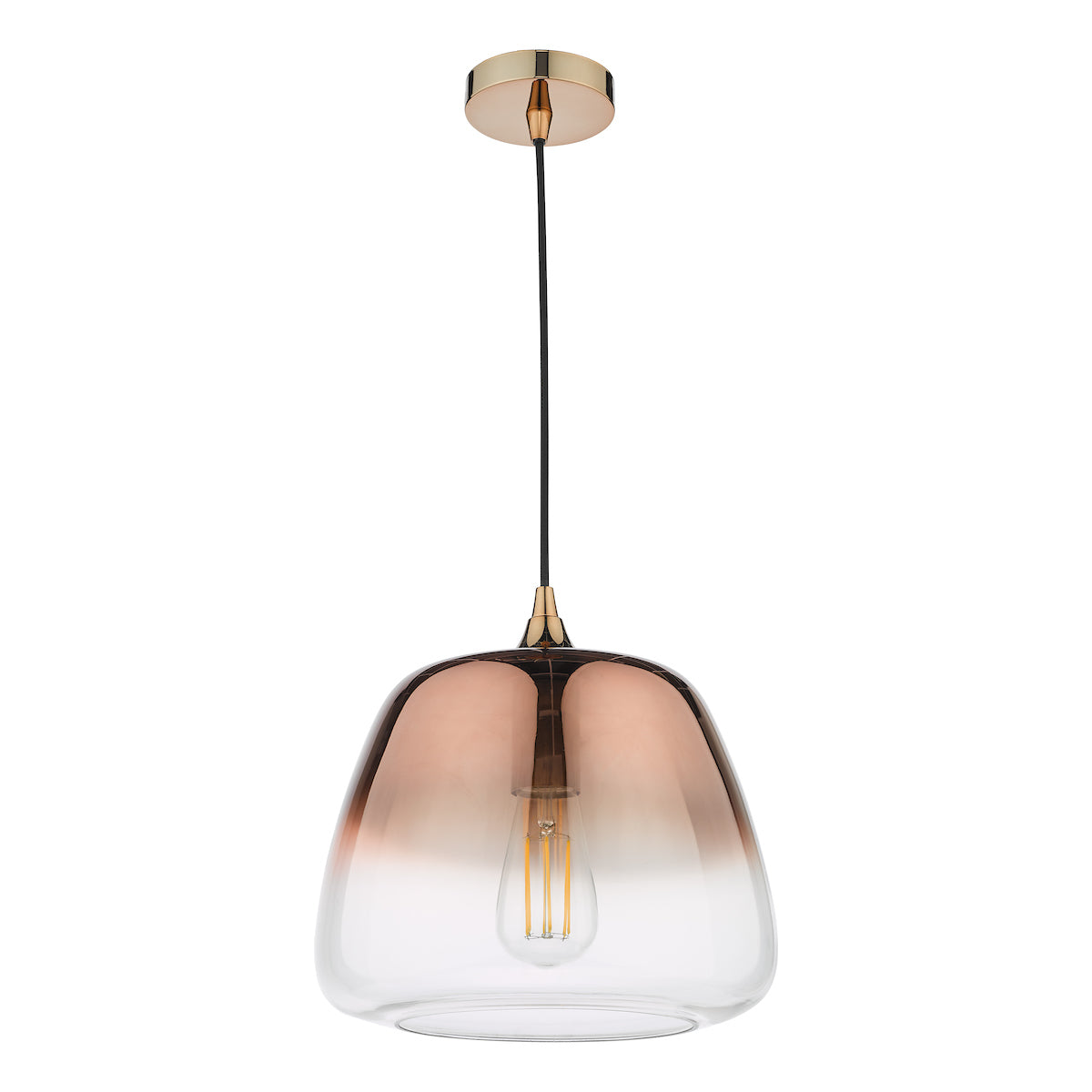 Dar Klaxon 1 Light Pendant Ombre Copper Glass