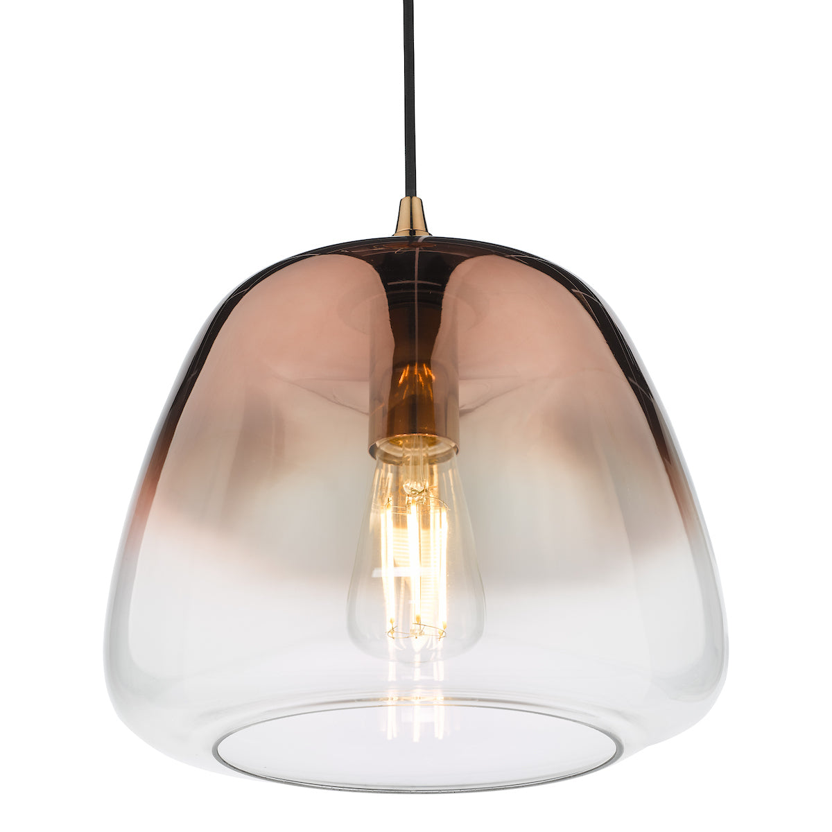 Dar Klaxon 1 Light Pendant Ombre Copper Glass