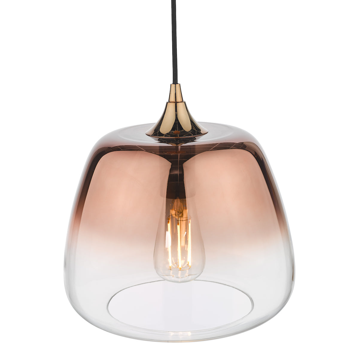 Dar Klaxon 1 Light Pendant Ombre Copper Glass