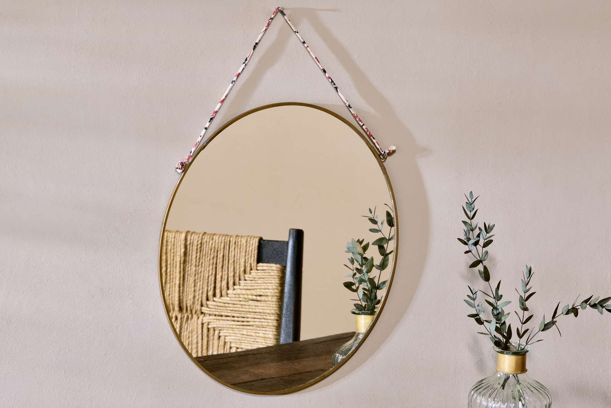 Nkuku Kiko Round Mirror Antique Brass Large 38cm