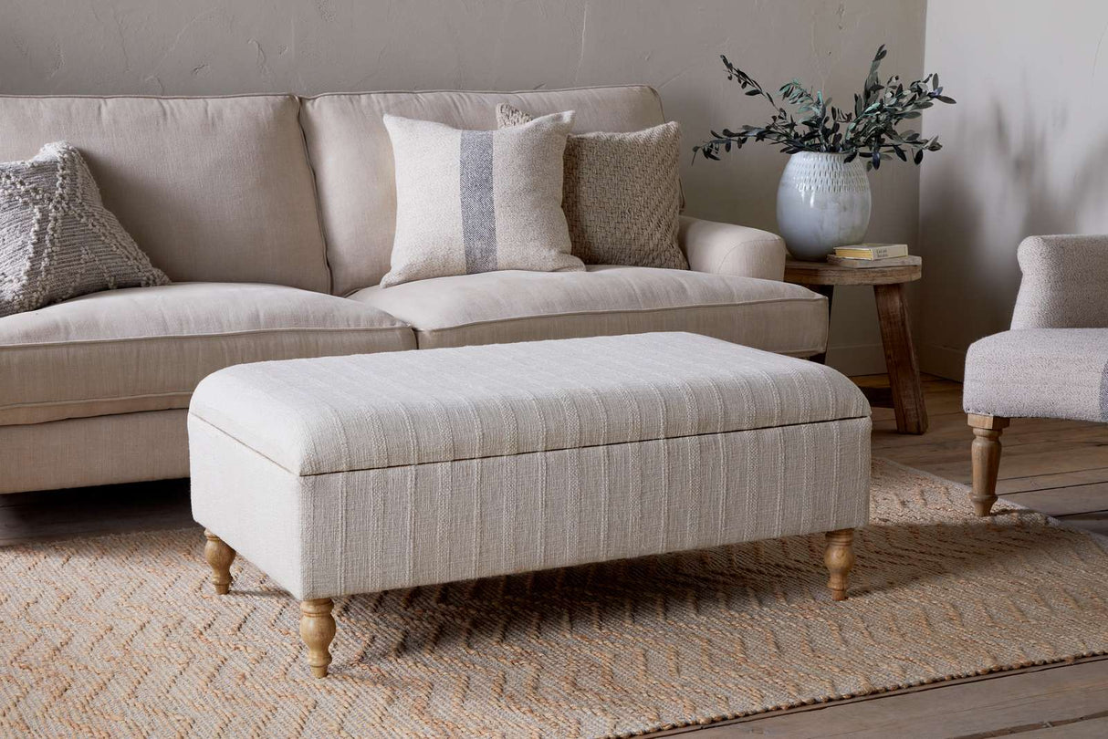 Nkuku Kiana Upholstered Storage Ottoman Natural