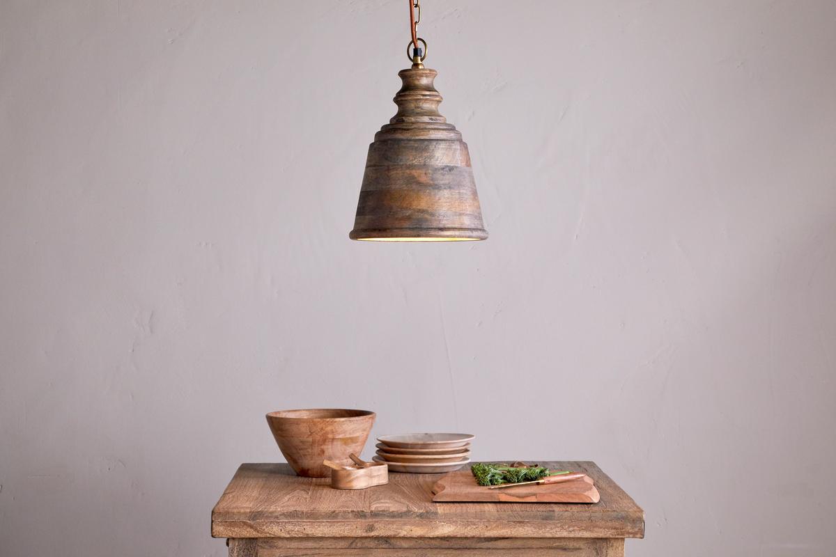 Nkuku Koma Mango Wood Pendant Ash Stain