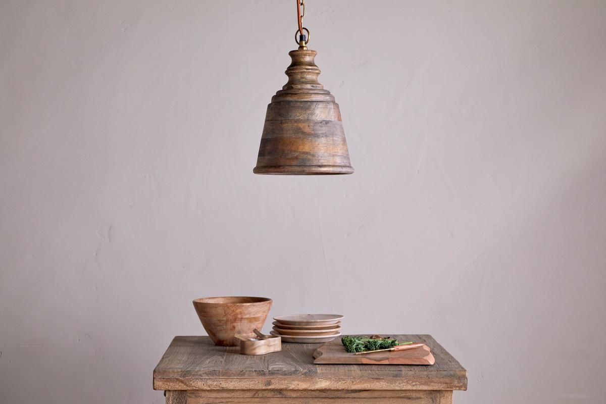 Nkuku Koma Mango Wood Pendant Ash Stain