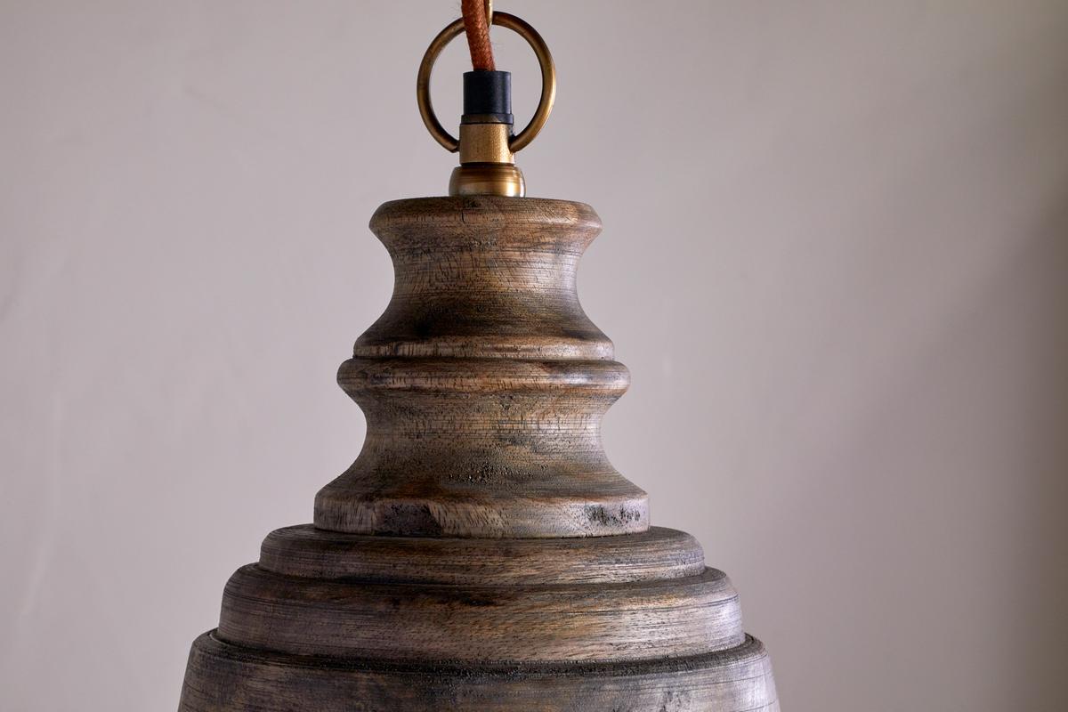 Nkuku Koma Mango Wood Pendant Ash Stain