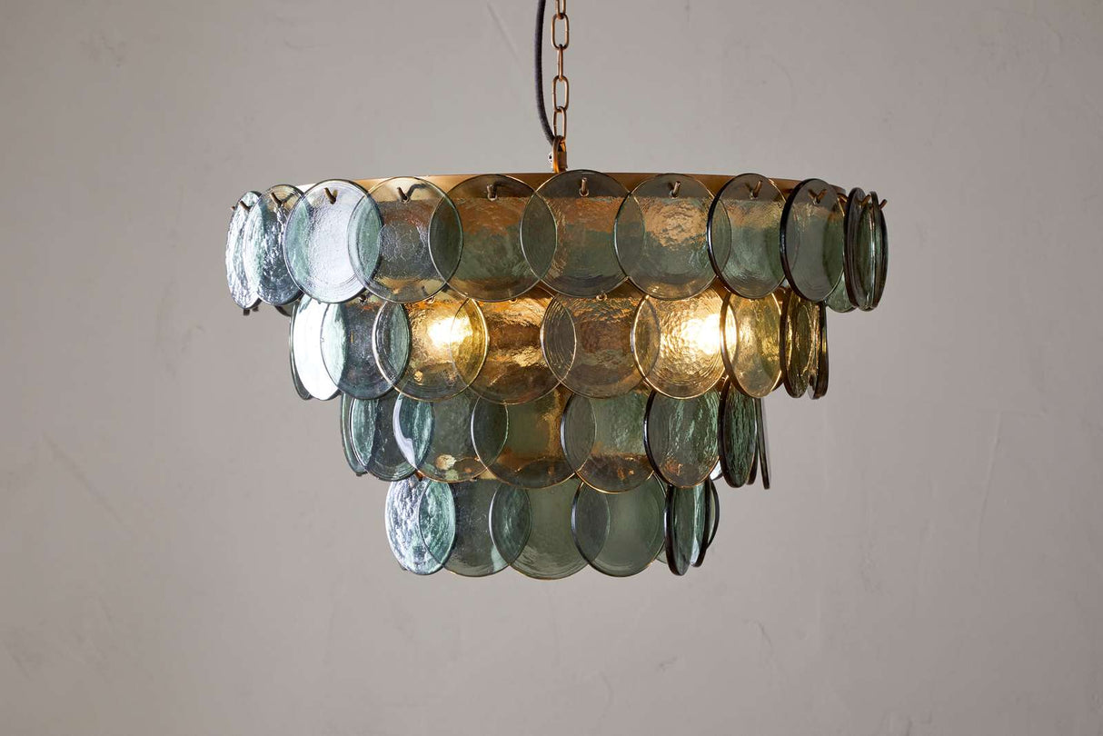 Nkuku Kagitha Recycled Glass Chandelier Green Large