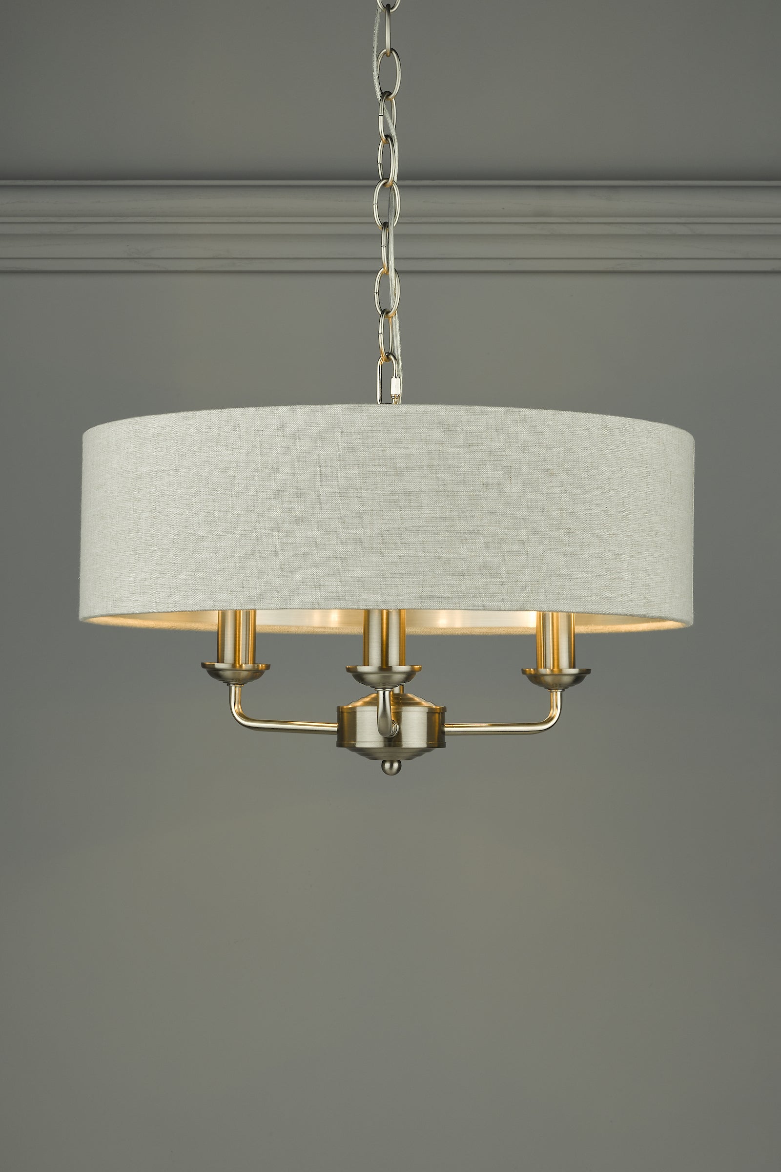 Laura Ashley Sorrento 3lt Pendant Satin Nickel Natural
