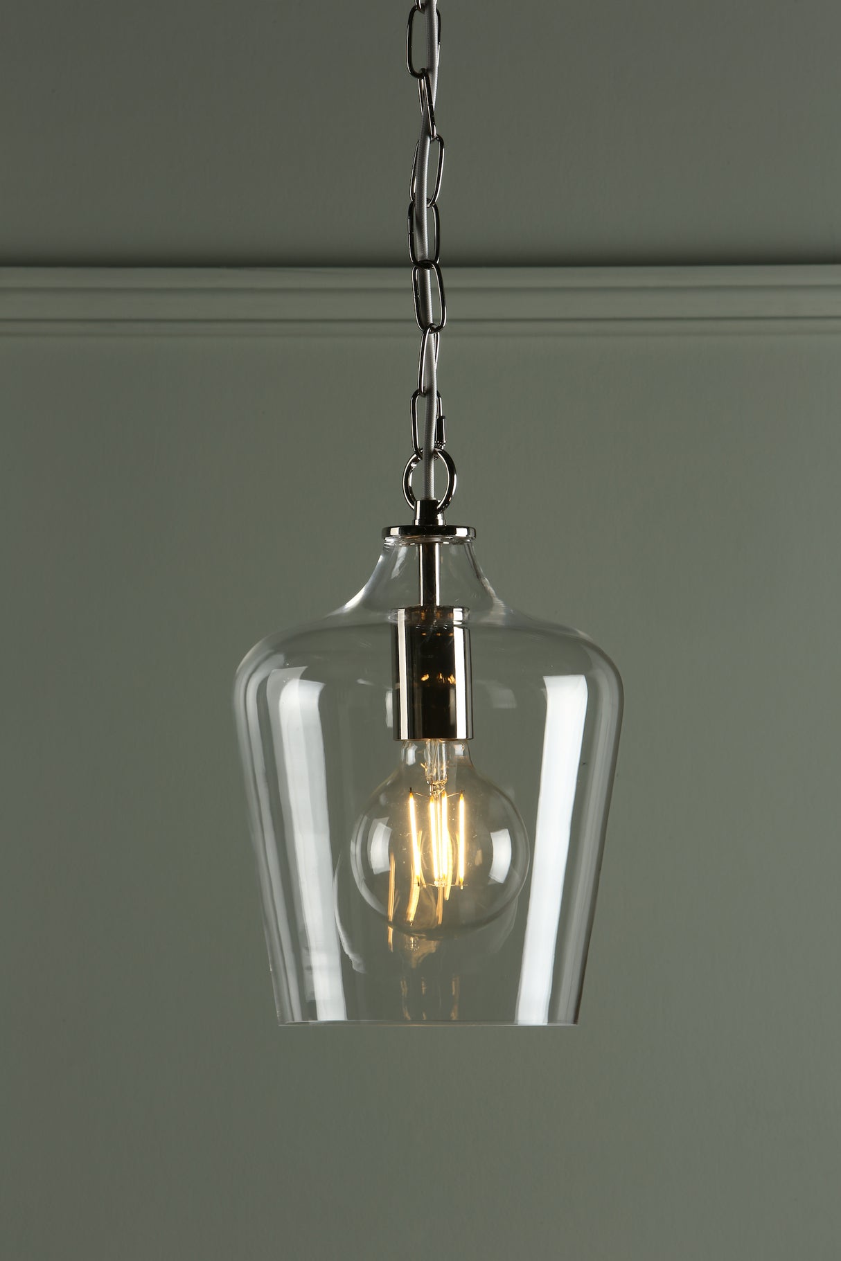 Laura Ashley Ockley Pendant Polished Chrome & Glass
