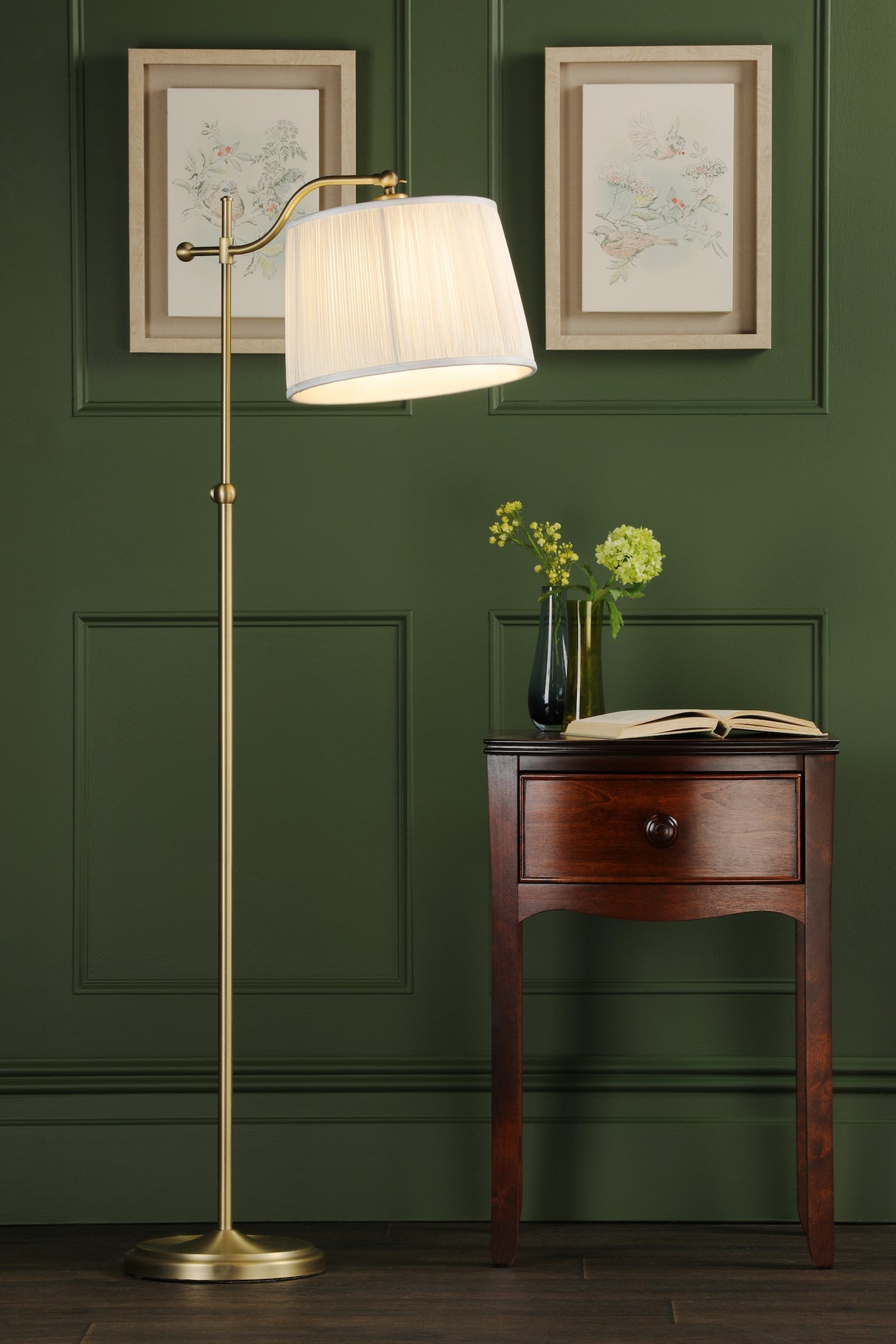 Laura Ashley Hemsley Floor Lamp Antique Brass and Ivory Shade