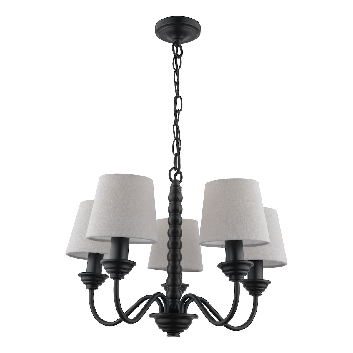Laura Ashley Norbury 5 Light Armed Pendant Matt Black With Shade