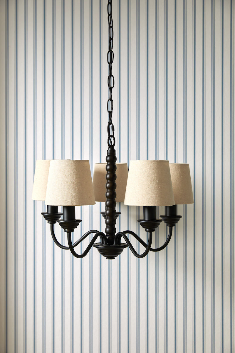 Laura Ashley Norbury 5 Light Armed Pendant Matt Black With Shade