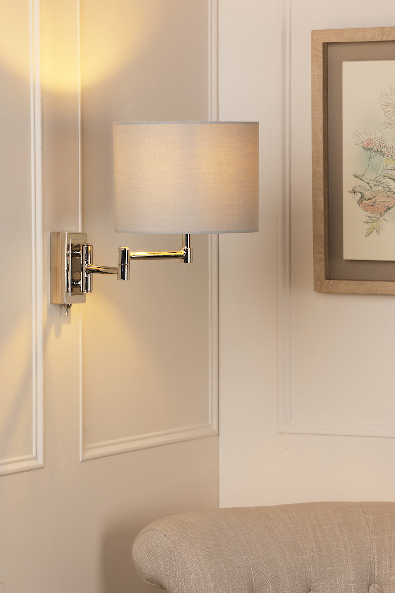 Laura Ashley Marlowe Wall Light Polished Nickel With Shade