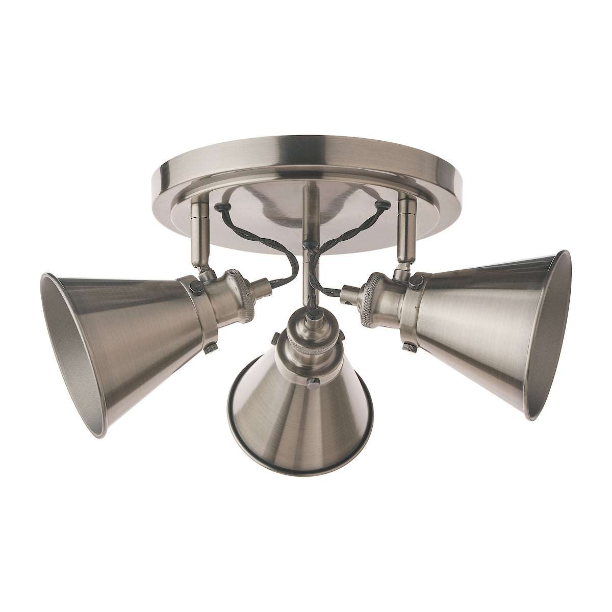 Laura Ashley Rufus 3 Light Plate Spotlight Industrial Nickel