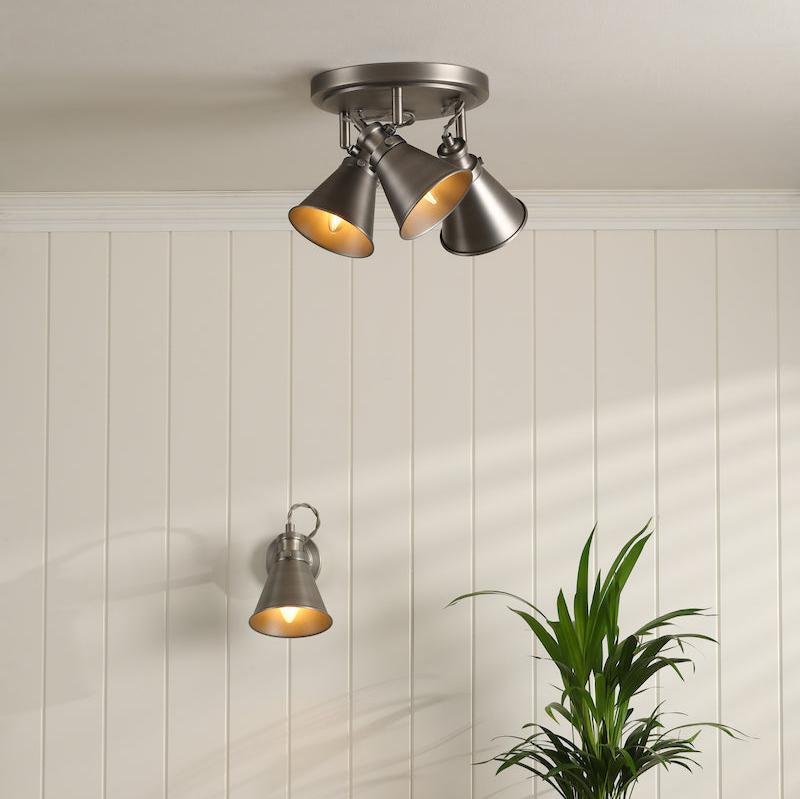 Laura Ashley Rufus 3 Light Plate Spotlight Industrial Nickel