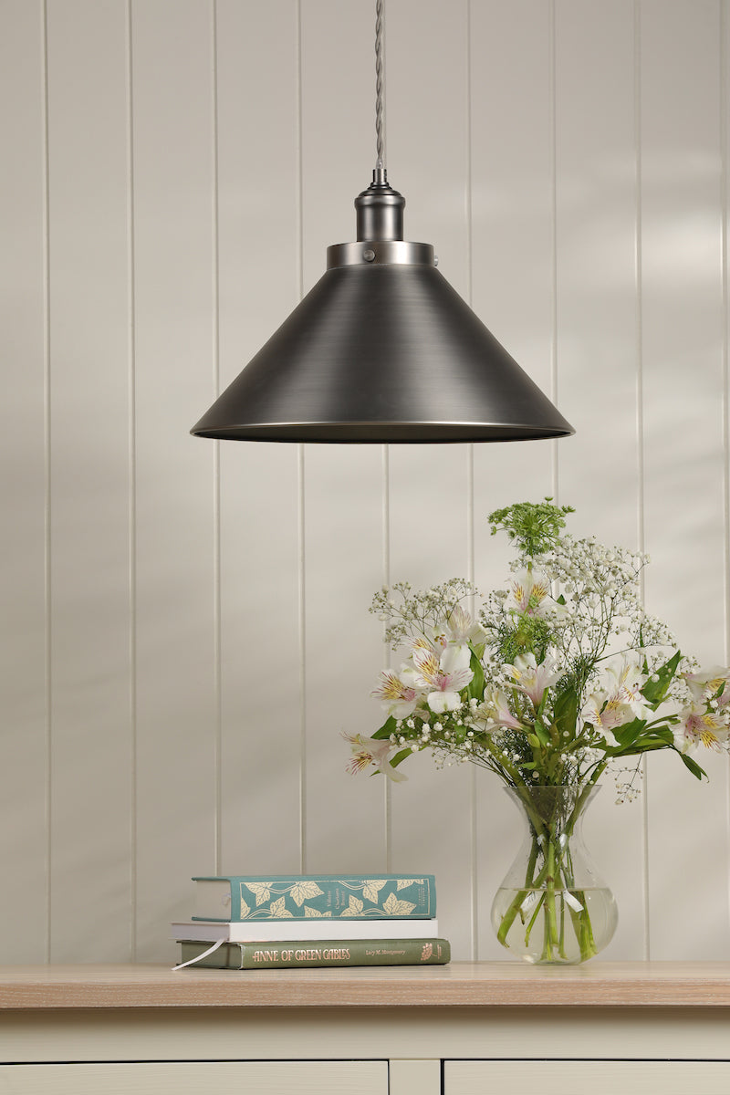 Laura Ashley Rufus Single Pendant Industrial Nickel