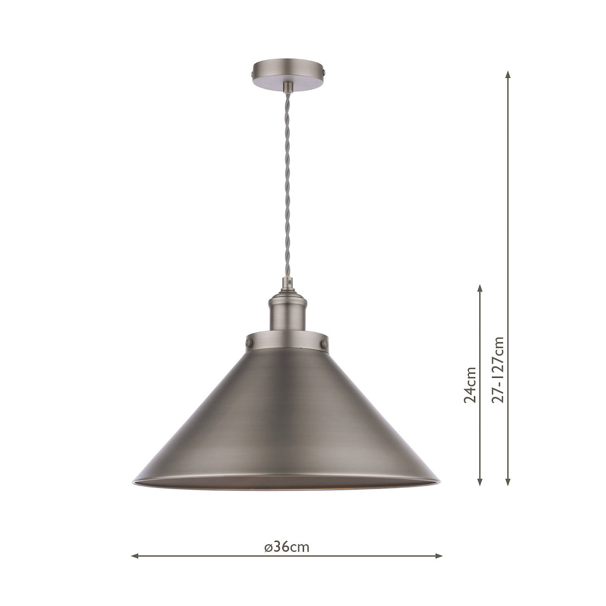 Laura Ashley Rufus Single Pendant Industrial Nickel