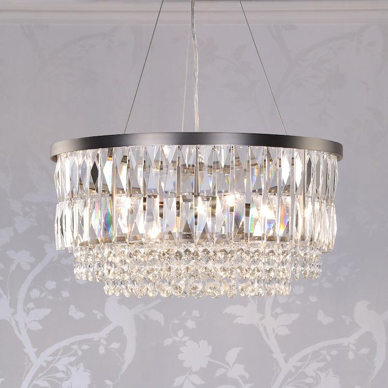 Laura Ashley Rhosill 4 Light Pendant Crystal and Aged Pewter