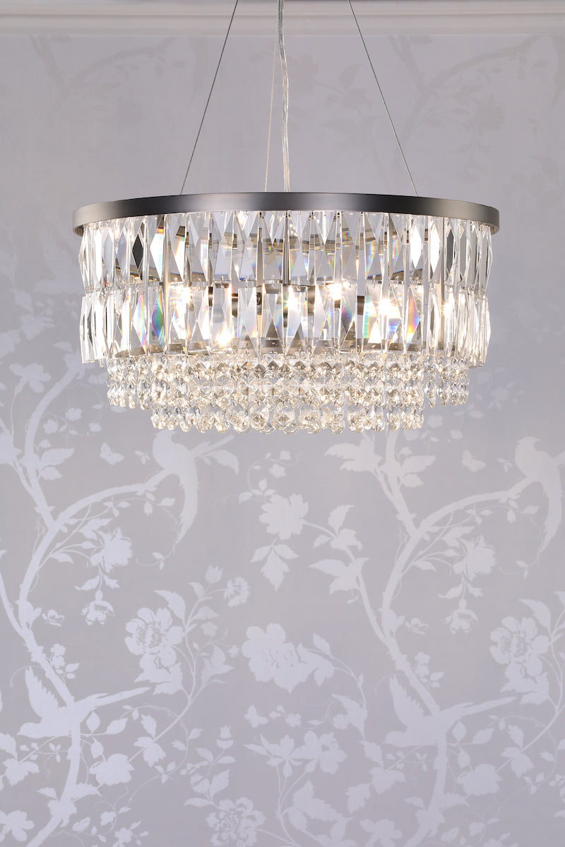 Laura Ashley Rhosill 4 Light Pendant Crystal and Aged Pewter