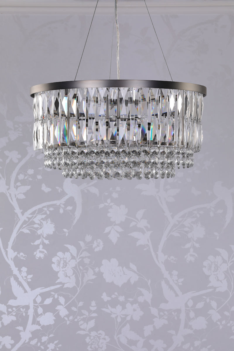Laura Ashley Rhosill 4 Light Pendant Crystal and Aged Pewter