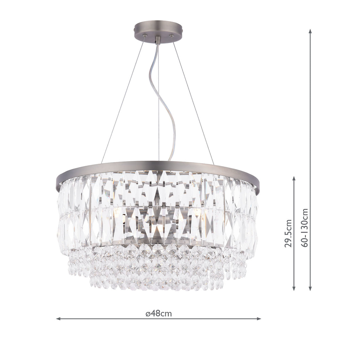 Laura Ashley Rhosill 4 Light Pendant Crystal and Aged Pewter