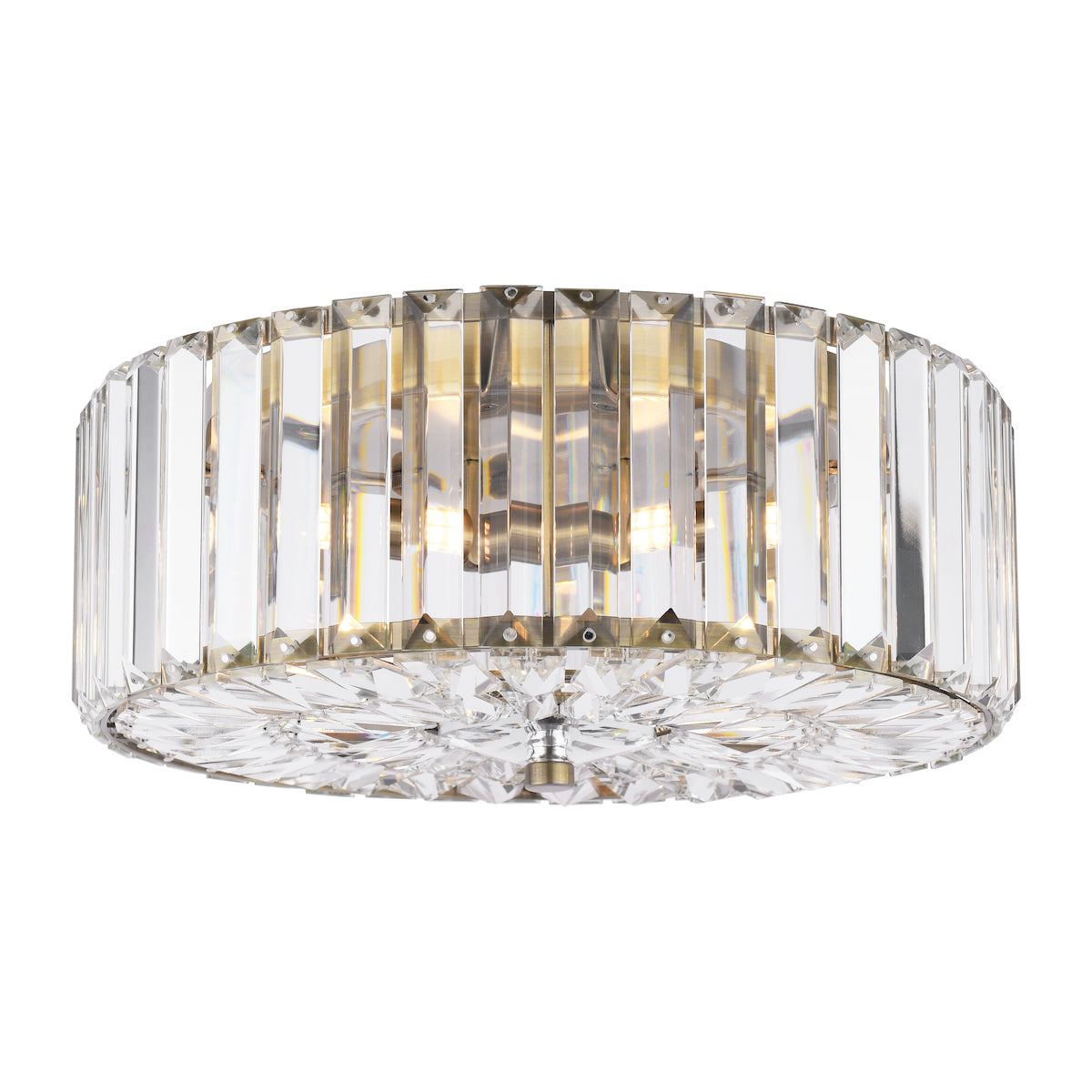 Laura Ashley Fernhurst Flush 3 Light Crystal and Antique Brass