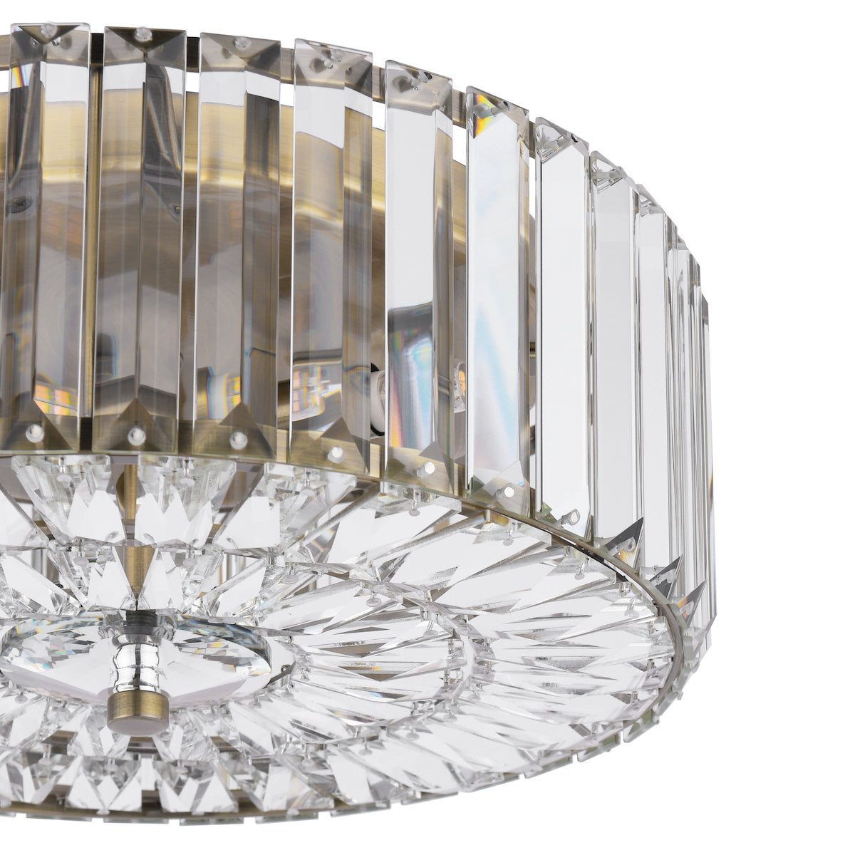 Laura Ashley Fernhurst Flush 3 Light Crystal and Antique Brass