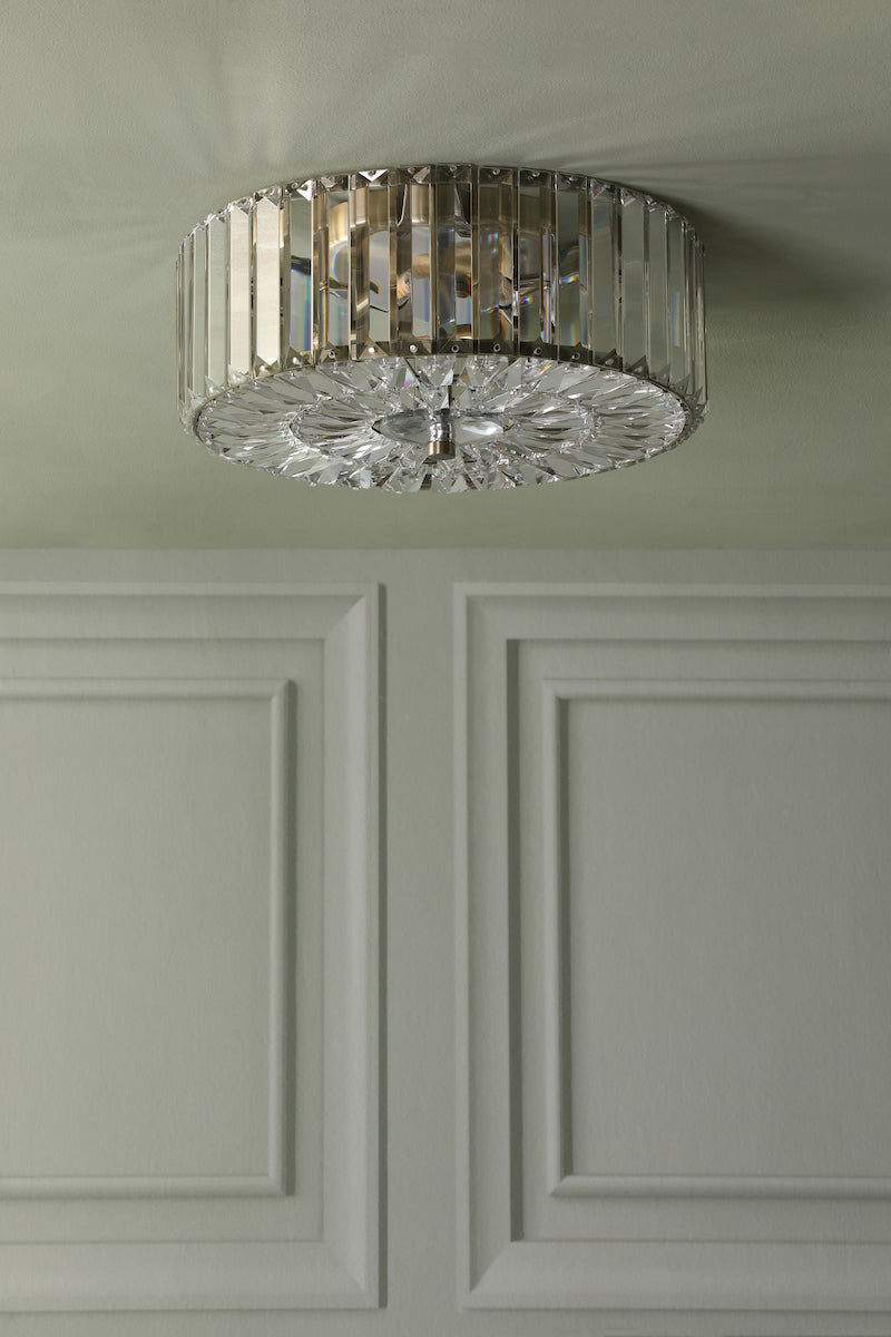 Laura Ashley Fernhurst Flush 3 Light Crystal and Antique Brass