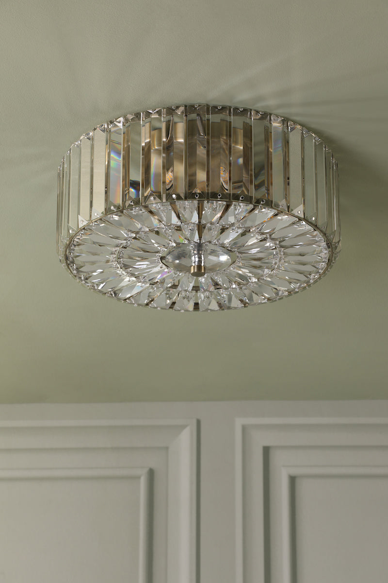 Laura Ashley Fernhurst Flush 3 Light Crystal and Antique Brass