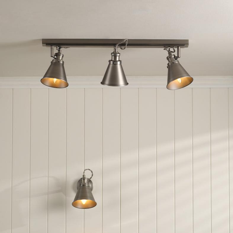 Laura Ashley Rufus 3 Light Bar Spotlight Industrial Nickel
