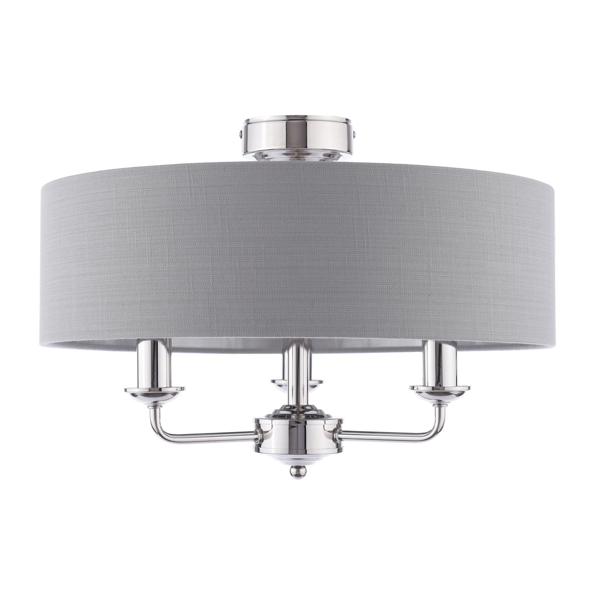 Laura Ashley Sorrento 3 Light Semi-Flush Polished Nickel With Charcoal Shade
