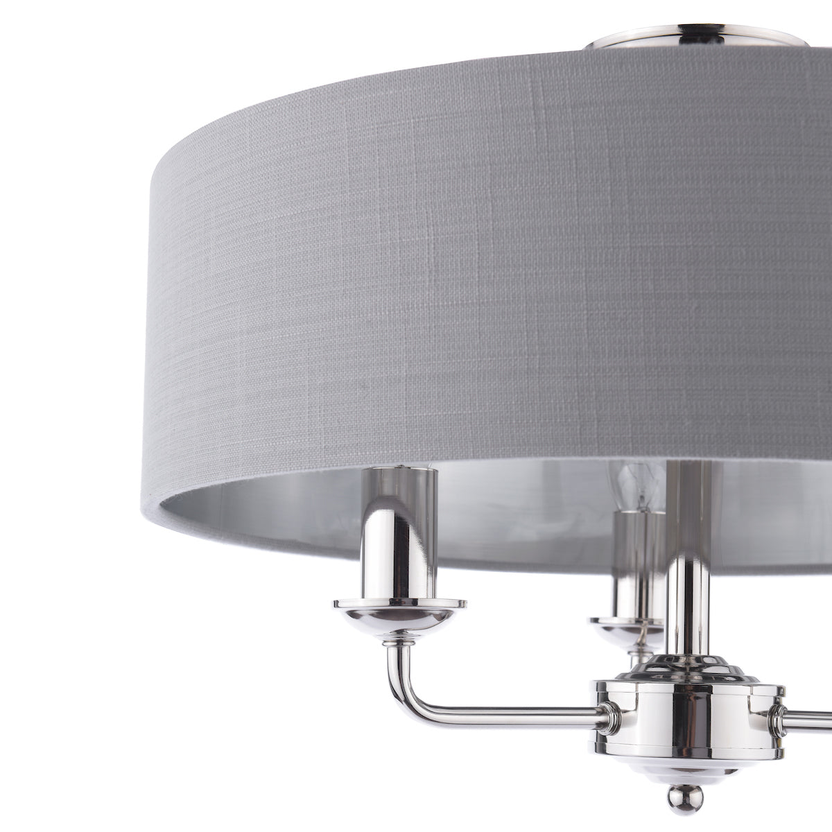 Laura Ashley Sorrento 3 Light Semi-Flush Polished Nickel With Charcoal Shade