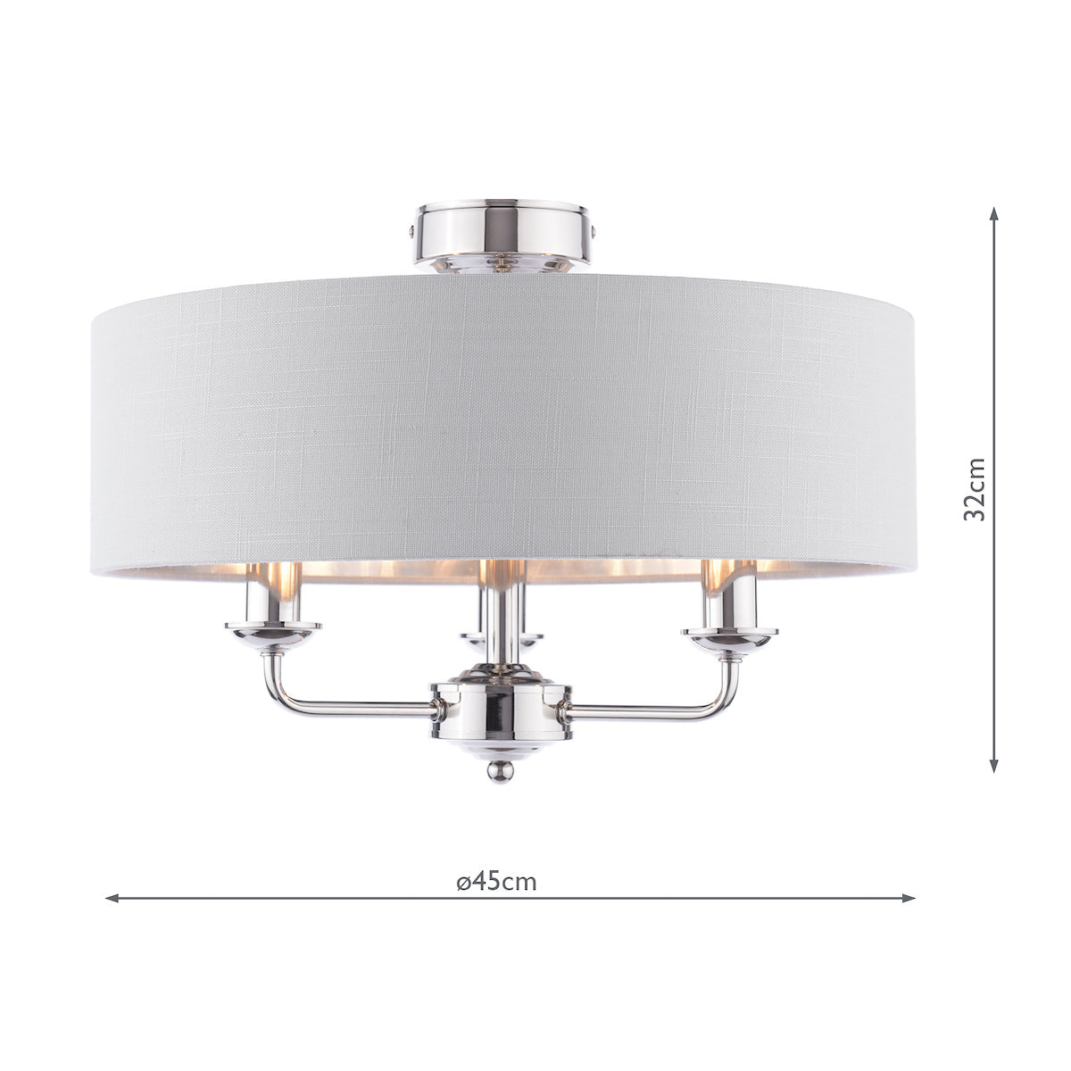 Laura Ashley Sorrento 3 Light Semi-Flush Polished Nickel With Silver Shade