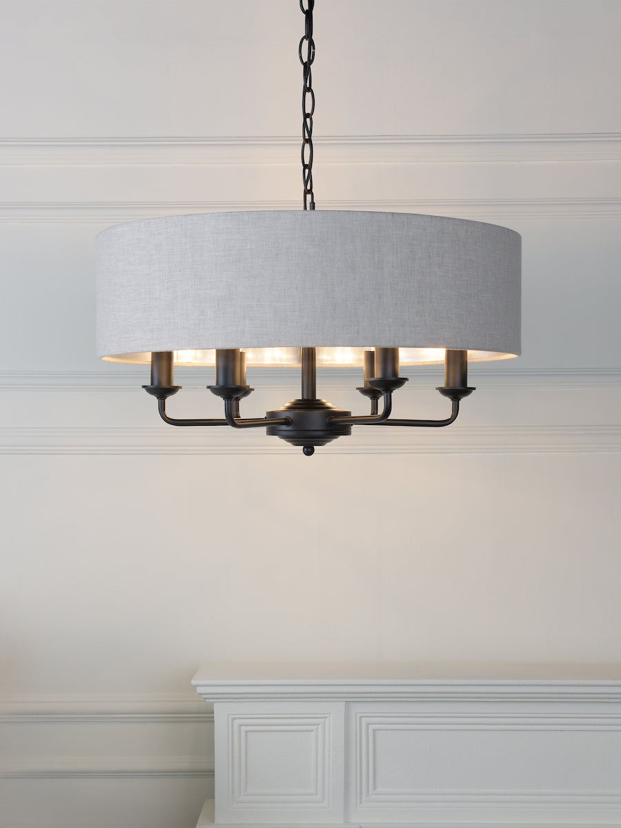 Laura Ashley Sorrento 6 Light Shadelier Matt Black With Natural Shade