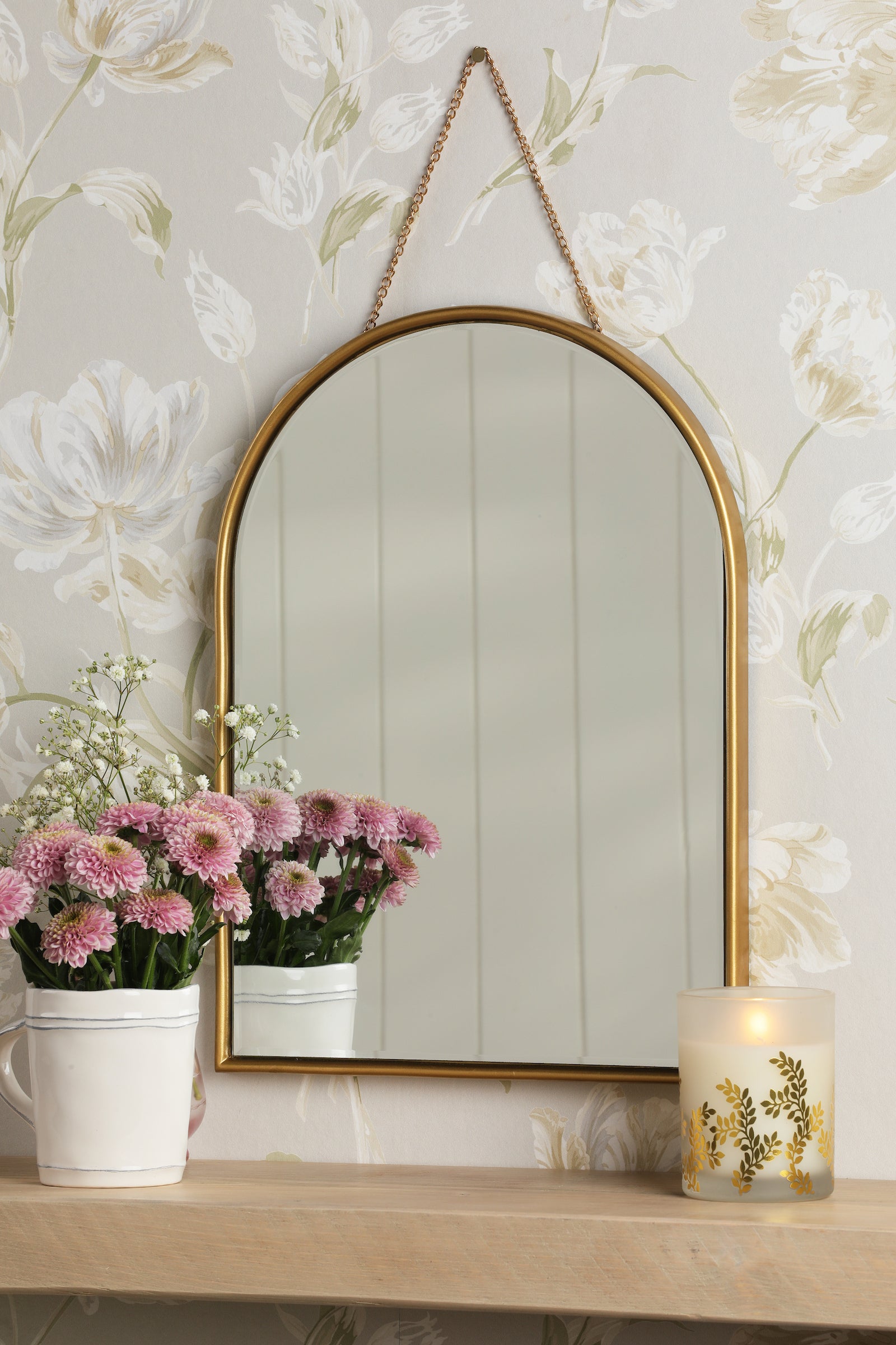 美品　Laura Ashley アンティーク鏡　薔薇 Laura Ashley Roughton Mirror Polished Brass 40x29cm | Compact