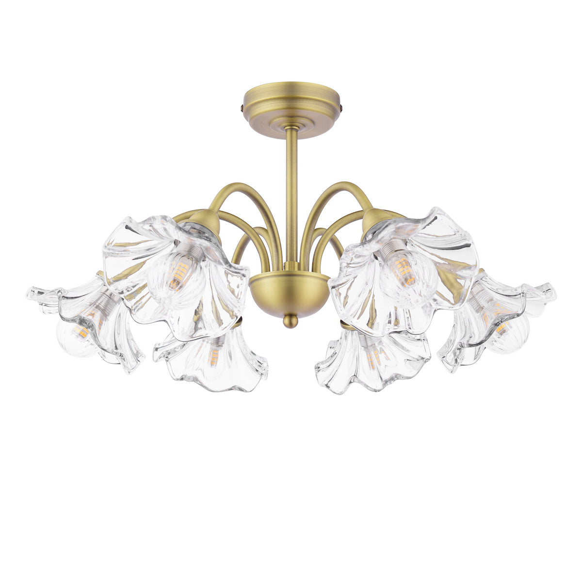 Laura Ashley Kerswell 6 Light Semi-Flush Matt Antique Brass and Glass