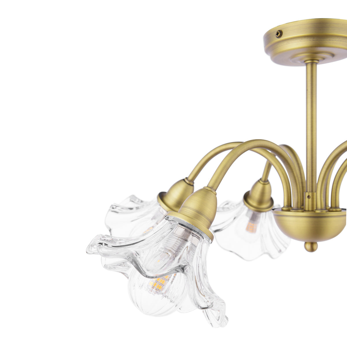 Laura Ashley Kerswell 6 Light Semi-Flush Matt Antique Brass and Glass