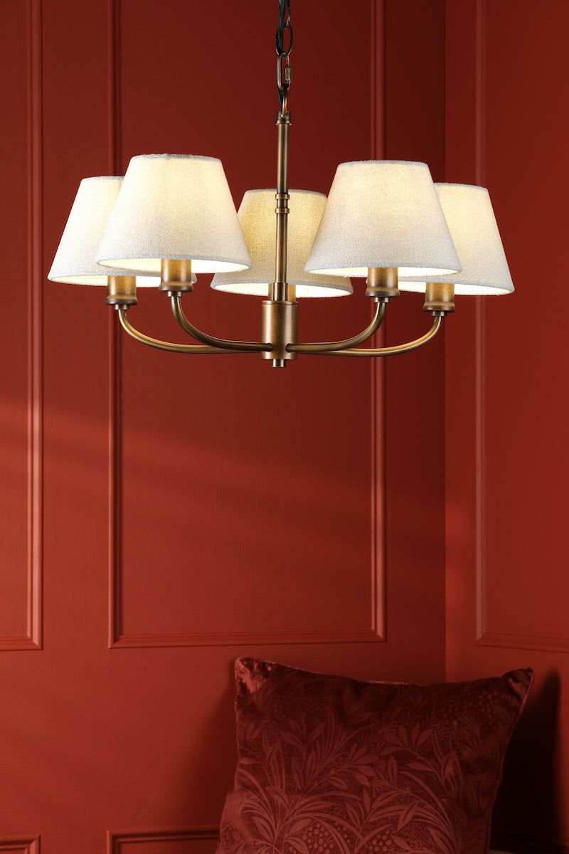 Laura Ashley Denston 5 Light Pendant Antique Bronze With Shade