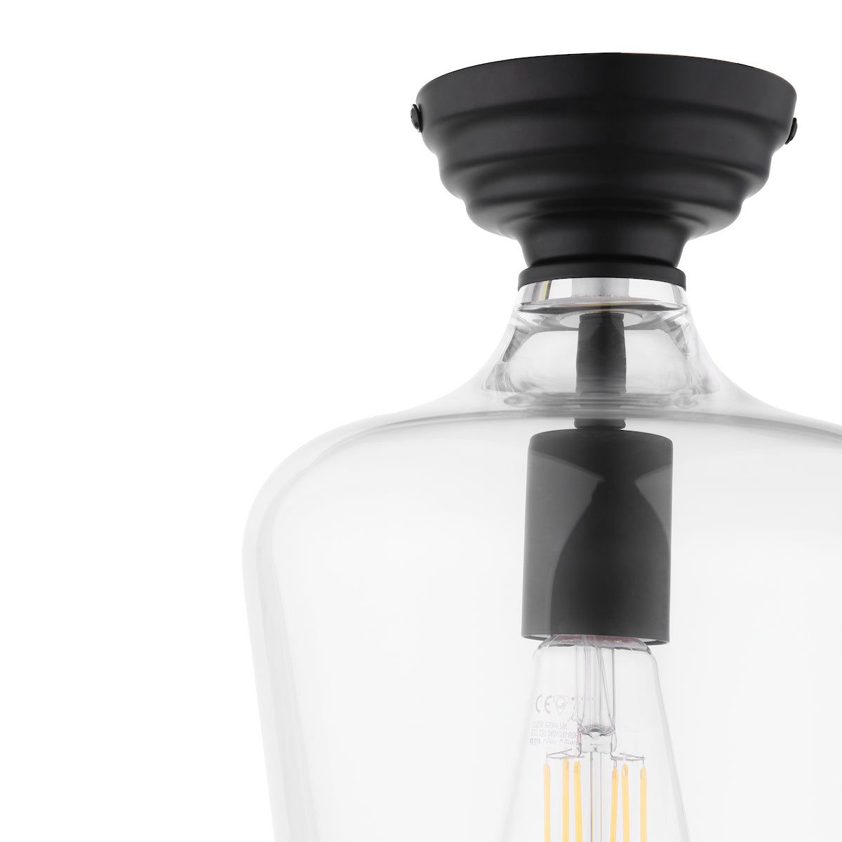 Laura Ashley Ockley Semi-Flush Matt Black and Glass