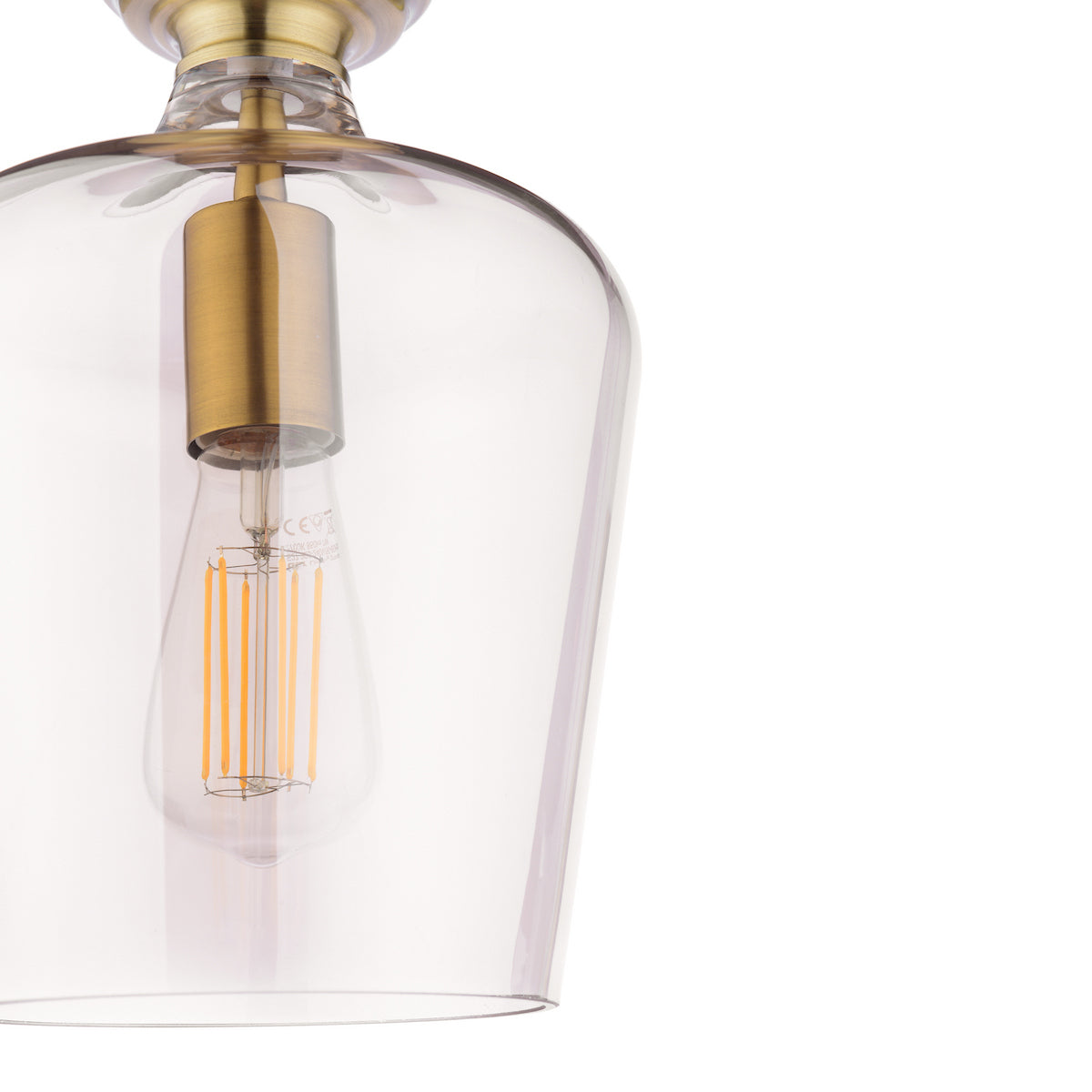 Laura Ashley Ockley Semi-Flush Antique Brass and Champagne Glass