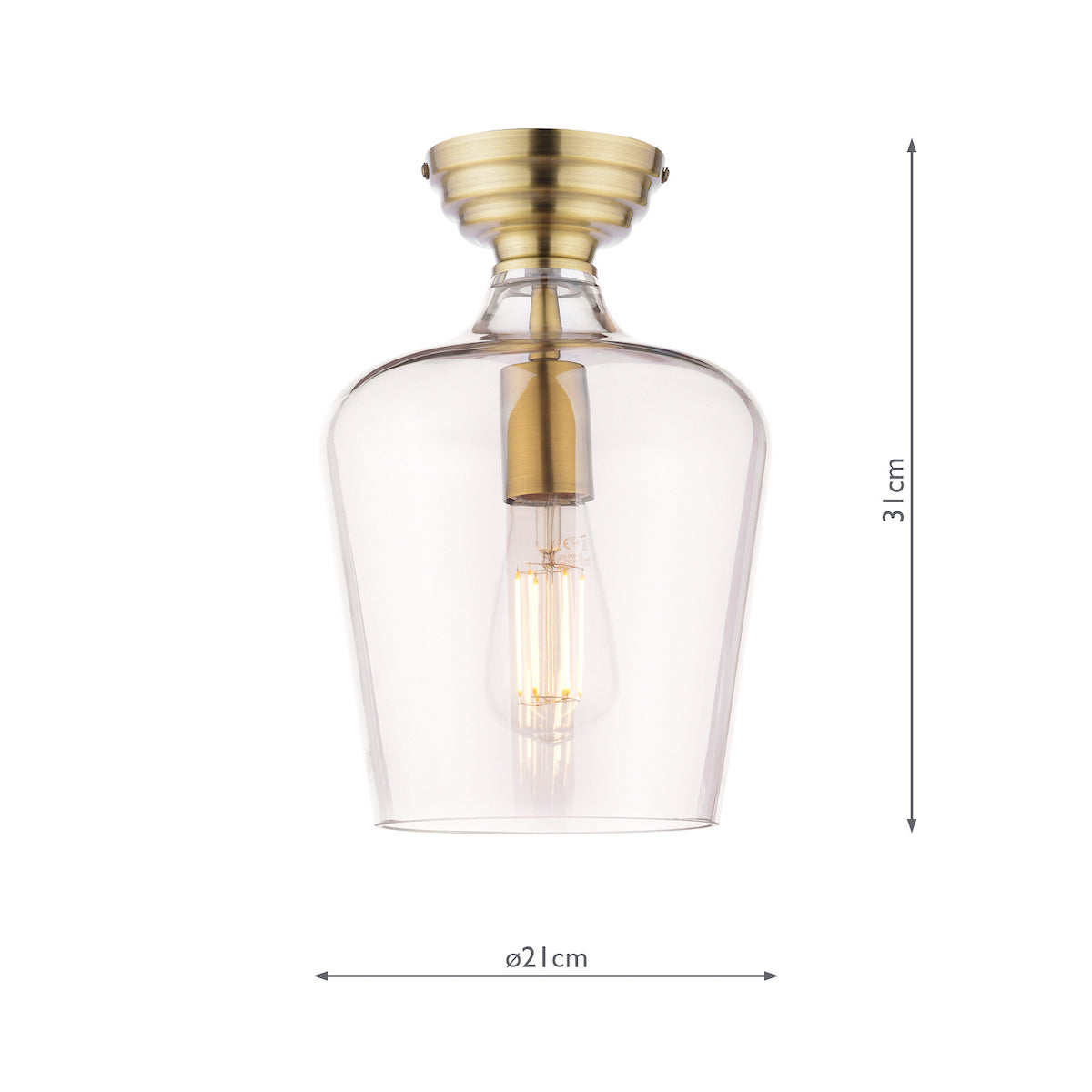 Laura Ashley Ockley Semi-Flush Antique Brass and Champagne Glass