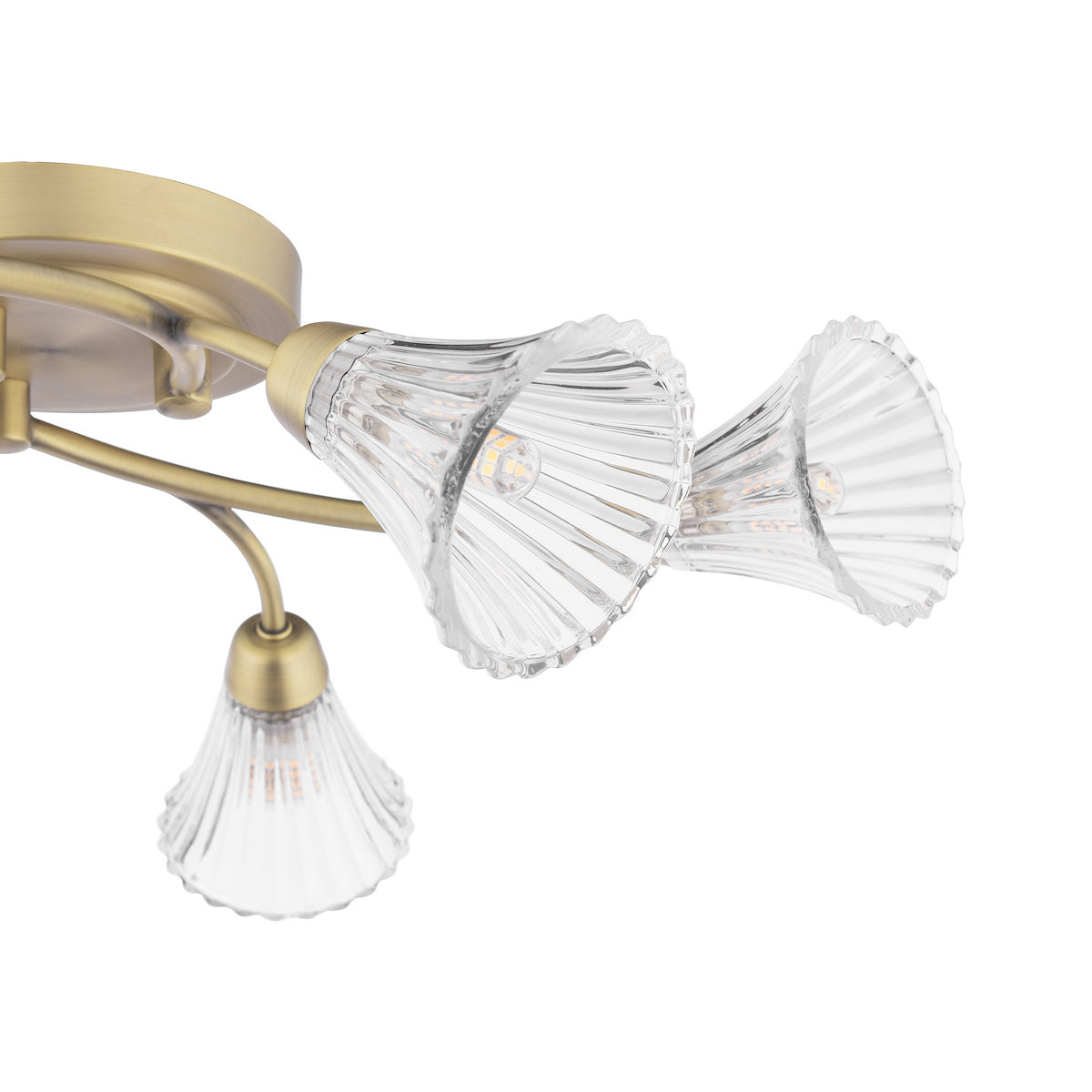 Laura Ashley Lanton 6 Light Semi-Flush Matt Antique Brass and Ribbed Glass