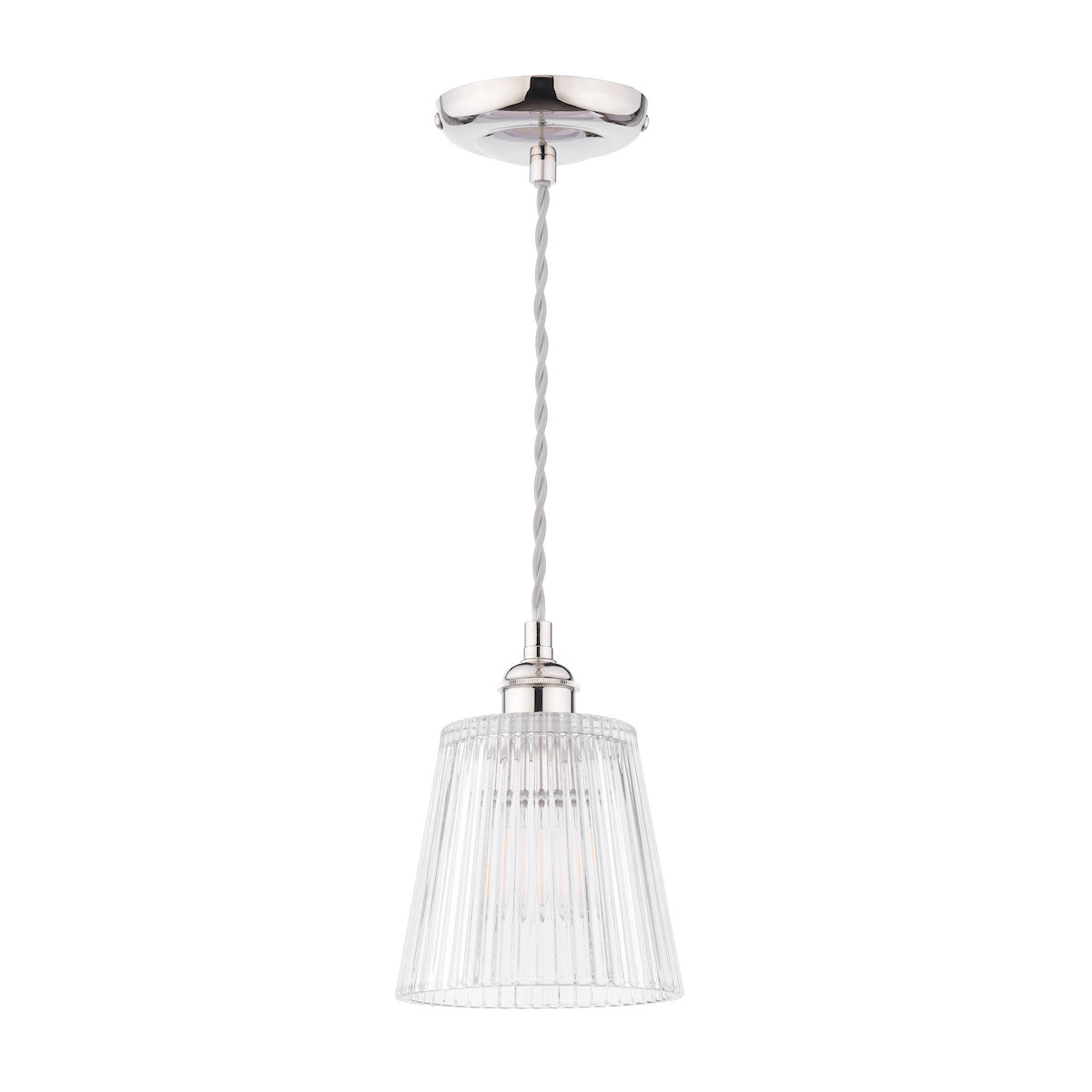 Laura Ashley Callaghan Pendant Polished Nickel and Ribbed Glass