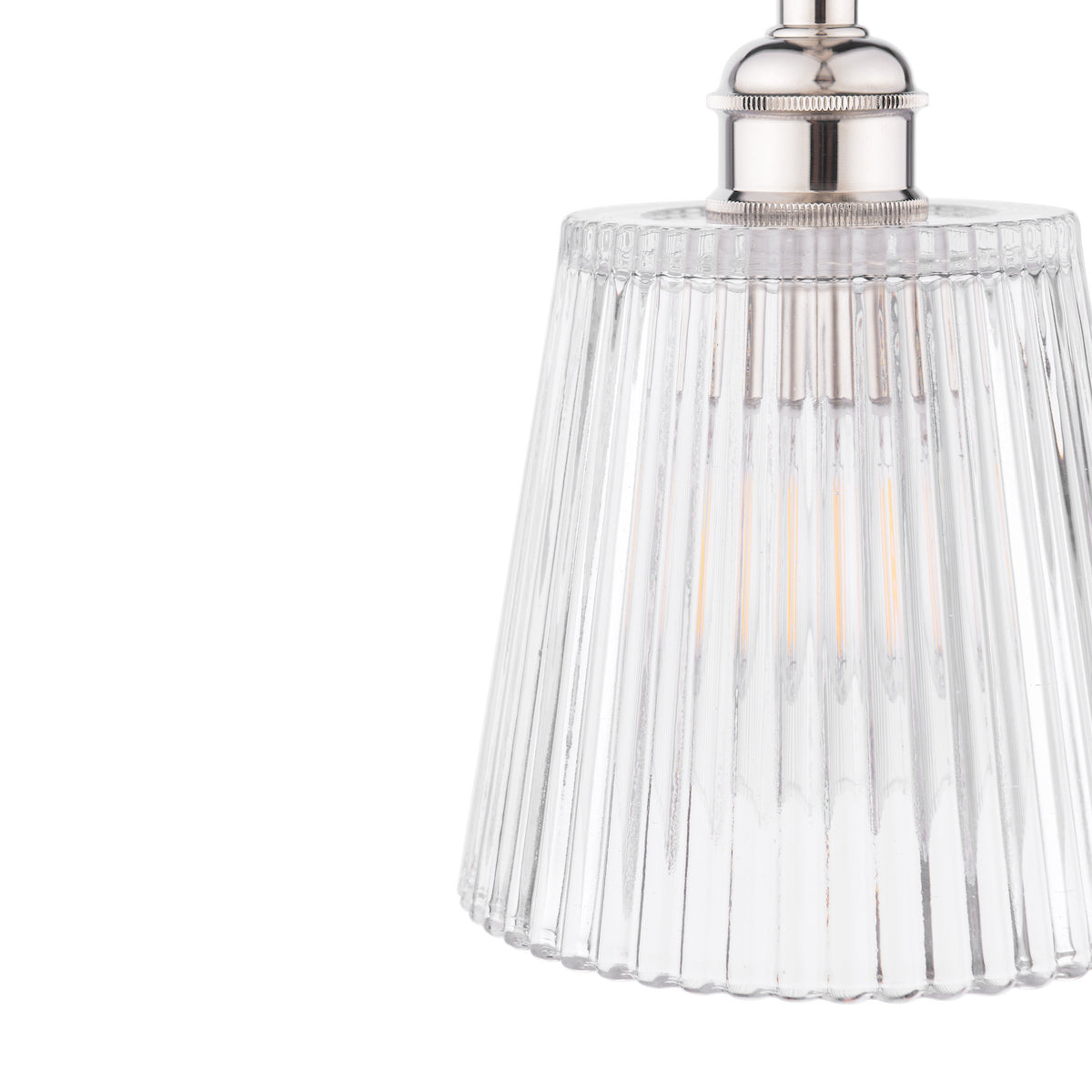 Laura Ashley Callaghan Pendant Polished Nickel and Ribbed Glass