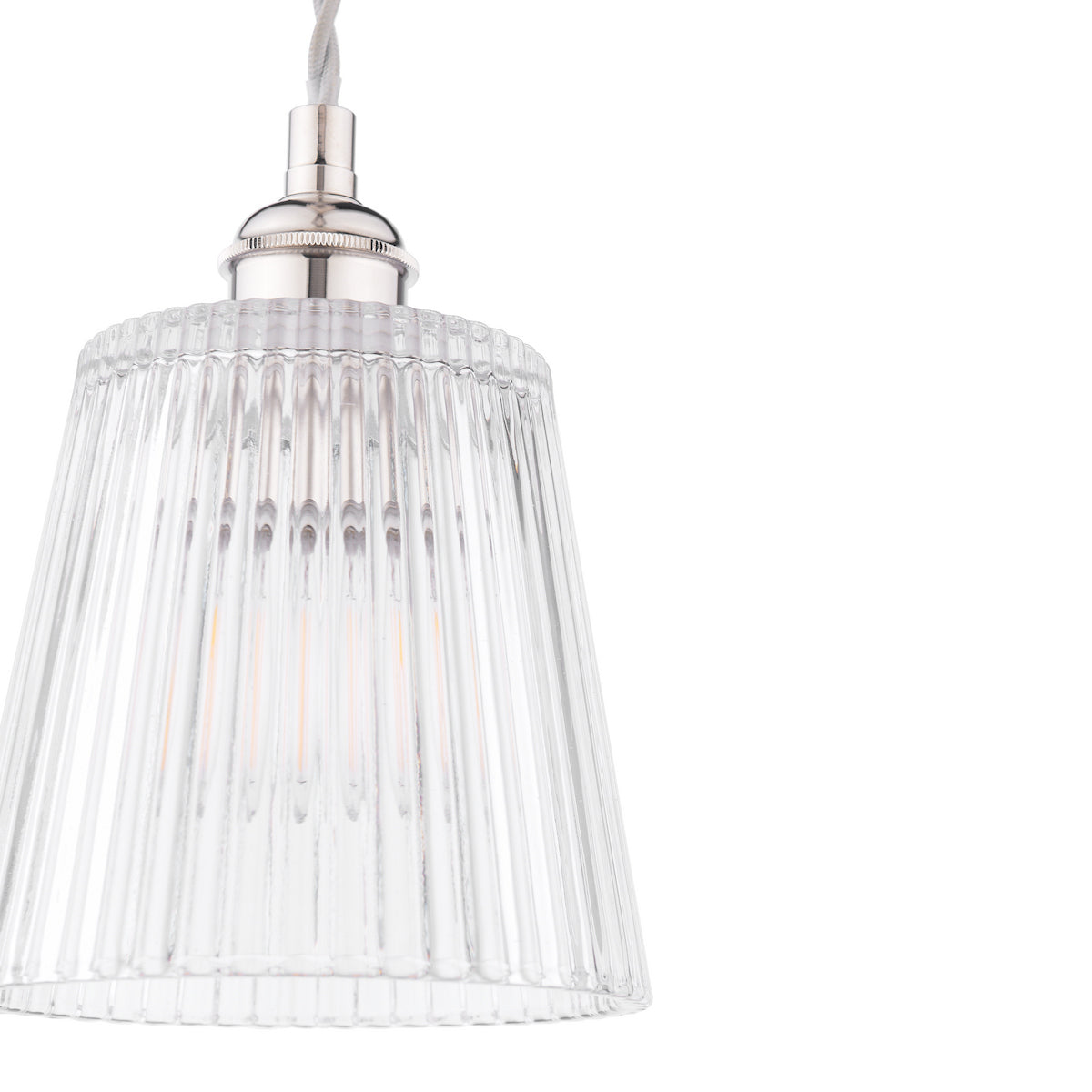 Laura Ashley Callaghan Pendant Polished Nickel and Ribbed Glass