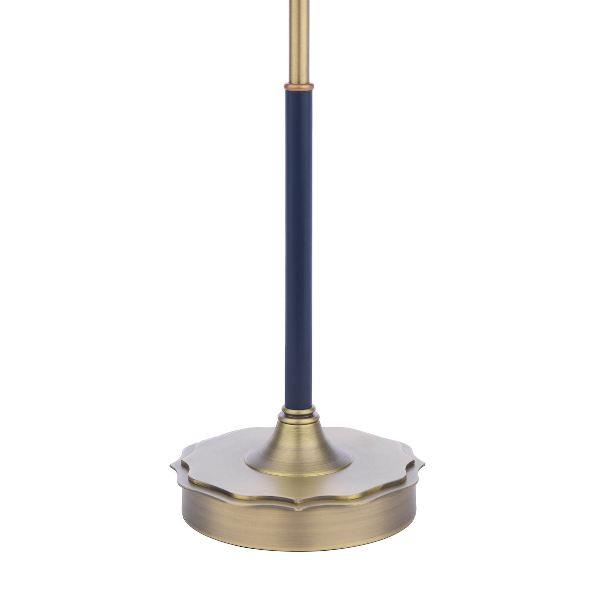 Laura Ashley Denwick Table Lamp Matt Antique Brass and Satin Blue With Shade