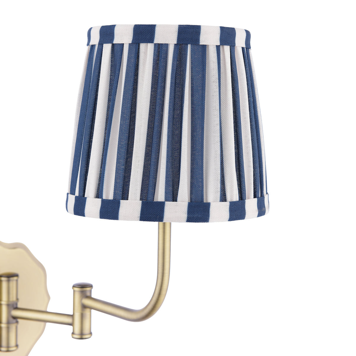 Laura Ashley Denwick Wall Light Matt Antique Brass and Satin Blue With Shade