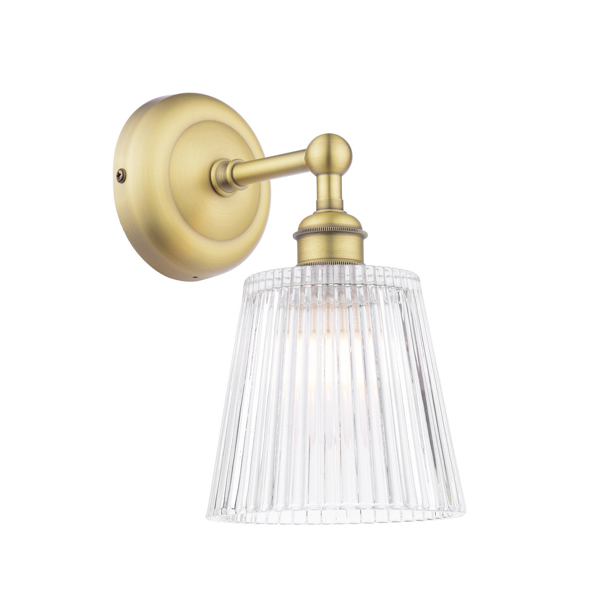 Laura Ashley Callaghan Bathroom Wall Light Matt Antique Brass and Ribbed Glass IP44