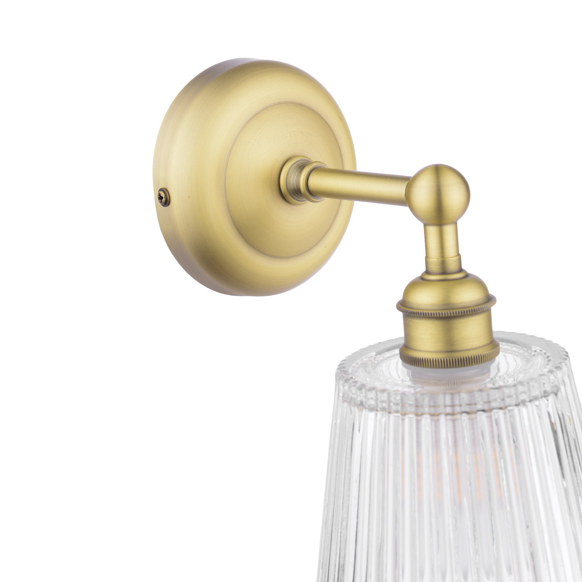 Laura Ashley Callaghan Bathroom Wall Light Matt Antique Brass and Ribbed Glass IP44
