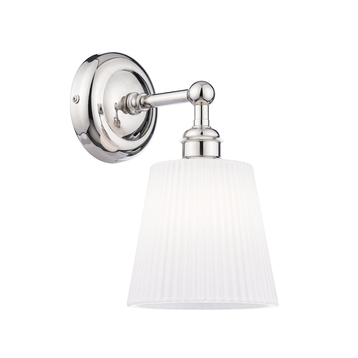 Laura Ashley Callaghan Bathroom Wall Light Polished Nickel and White Ribbed Glass IP44
