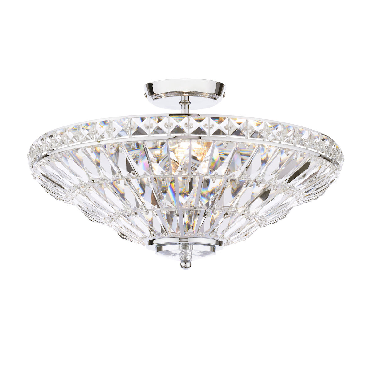 Laura Ashley Vienna Uplighter Flush Ceiling Light Polished Chrome and Crystal